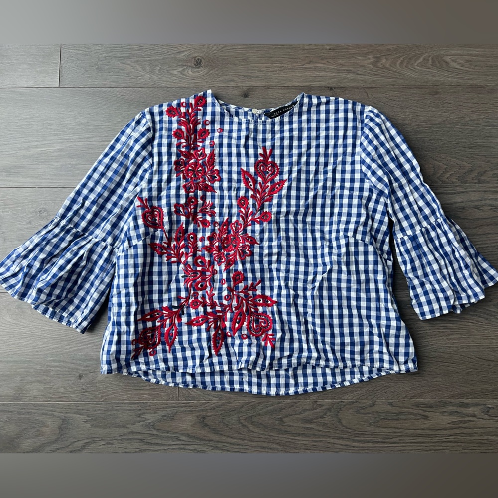 Zara top embroidered